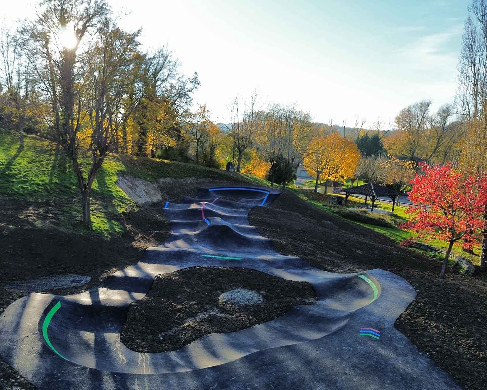 Panorama of Mauvezin Pumptrack in natural surroundings